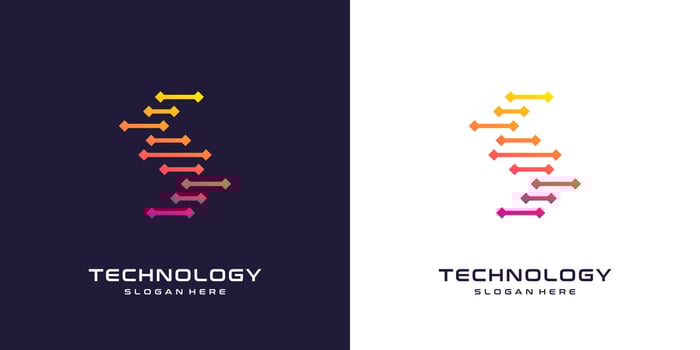 Creative Letter C logo design with technology icon vector