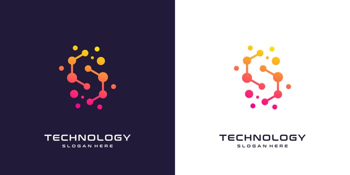 Letter C logo design with technology icon vector