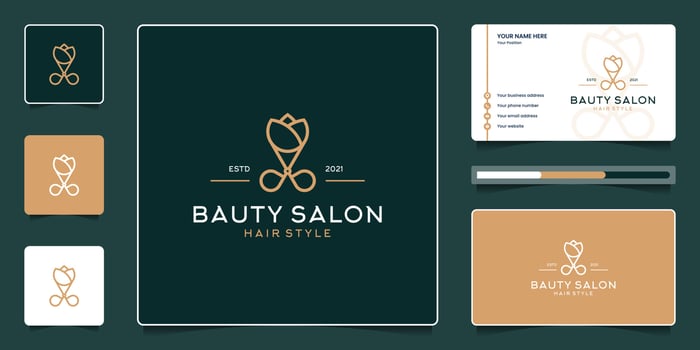 Beauty hair salon logo design and business card vector