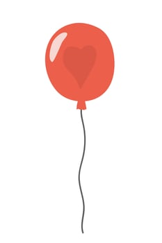 Air balloon vector sketch. Cartoon hand drawn illustration. Air balloon with little hearts.