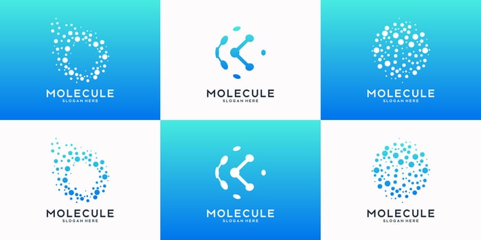 Set of technology globe logo with molecule concept. Abstract world tech logo design collection. vector