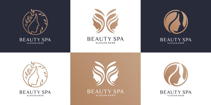 Collection of beautiful women logo design templates. Luxury symbol for beauty, salon, spa and skincare. vector