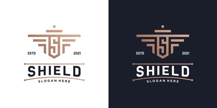 Combine shield with initial S monogram logo template. Luxury badge logo security, safety and protection. vector