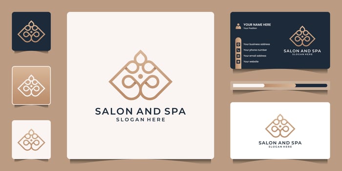 Beauty abstract flower with minimal line art. Minimalist symbol for salon, spa, yoga logo design and business card vector