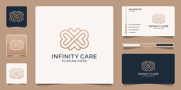 Minimalist elegant infinity love logo. Luxury beauty salon, fashion, skin care, cosmetic, yoga and spa products. logo templates and business card design. vector