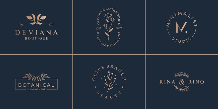 Set of hand drawn logotypes. Vintage emblem for beauty minimalist logo template. vector