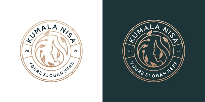 Beauty feminine salon, spa, cosmetics, skin care and make up artist  logo design with business card. vector