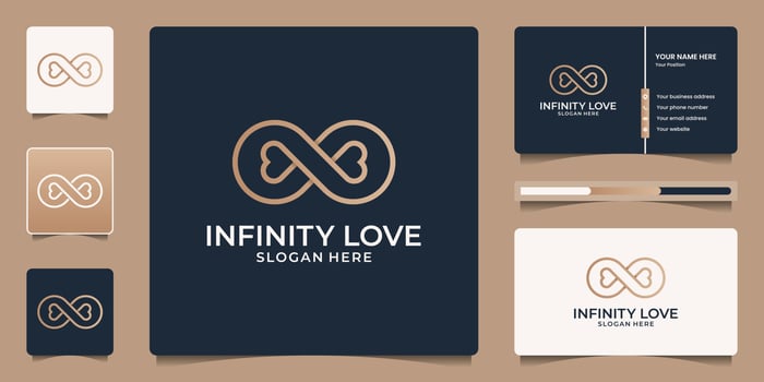 Minimalist elegant infinity love luxury beauty salon, fashion, skin care, cosmetic, yoga and spa products. logo templates and business card design. vector