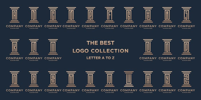 Lawyer logo icon template, monogram logotype for legal, corporate business law firm with initial letter A to Z. vector