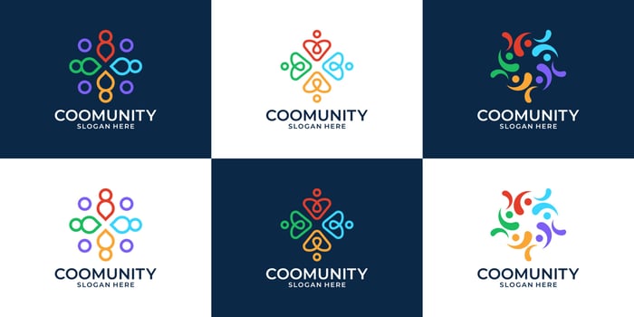 Set of creative people family and human unity logo collection. symbol for teamwork, social group, community. vector