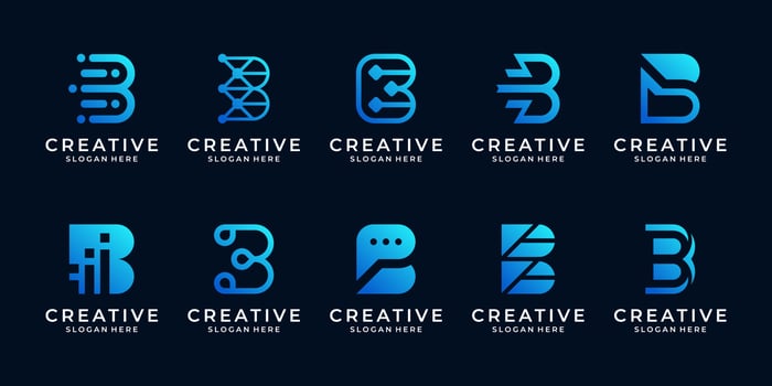 Set of collection initial letter b logo template. Creative abstract monogram icon for modern business, digital marketing, technology. vector
