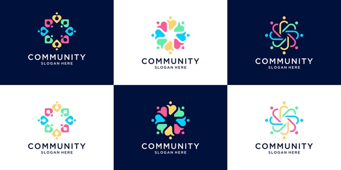 Set of creative people family and human unity logo collection. Symbol for Teamwork, social group, community. vector