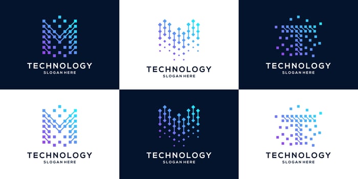 Collection of letter m w and t logo design template. vector