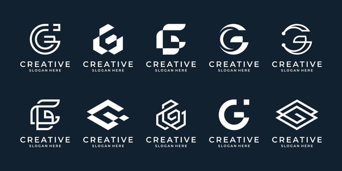 Set of abstract initial letter G logo template. Geometric icons for business of fashion, sport, automotive. vector