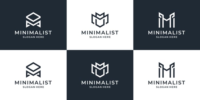 Collection of letter M line logo design template. Creative minimal monogram symbol universal elegant premium business logotype. vector