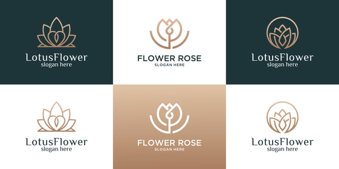 Collection of flower with line logo design template. vector