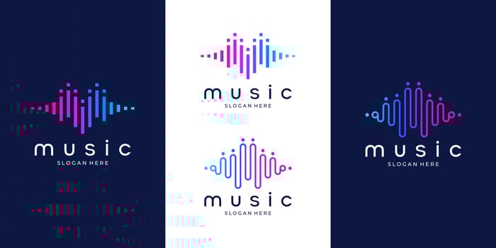 Pulse music player logo element. Logo template electronic music, equalizer, store, audio wave logo concept. vector