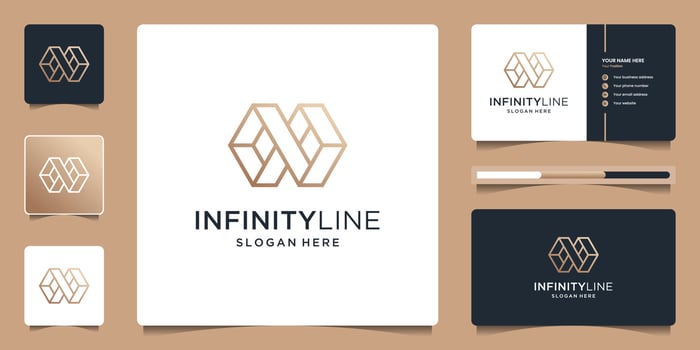 Creative geometric infinity with hexagon and line art style concept. vector
