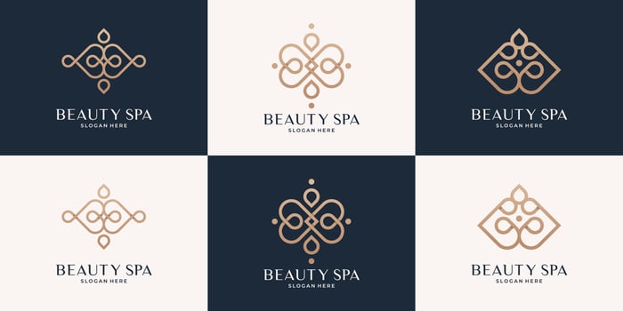 Minimalist elegant line feminine beauty salon spa logo collection. vector