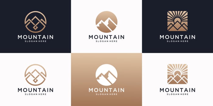 Set of mountain logo design template with luxury concept. vector