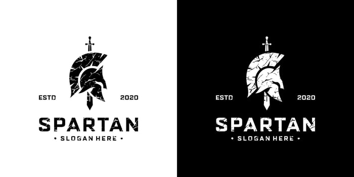 Retro vintage spartan warrior logo design template vector