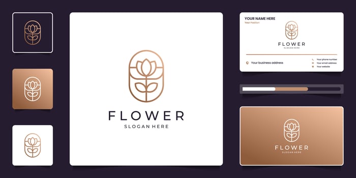 Minimalist elegant lotus flower logo design and business card vector