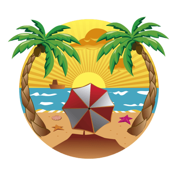 sunset at beach. summer landscape. Palms trees png