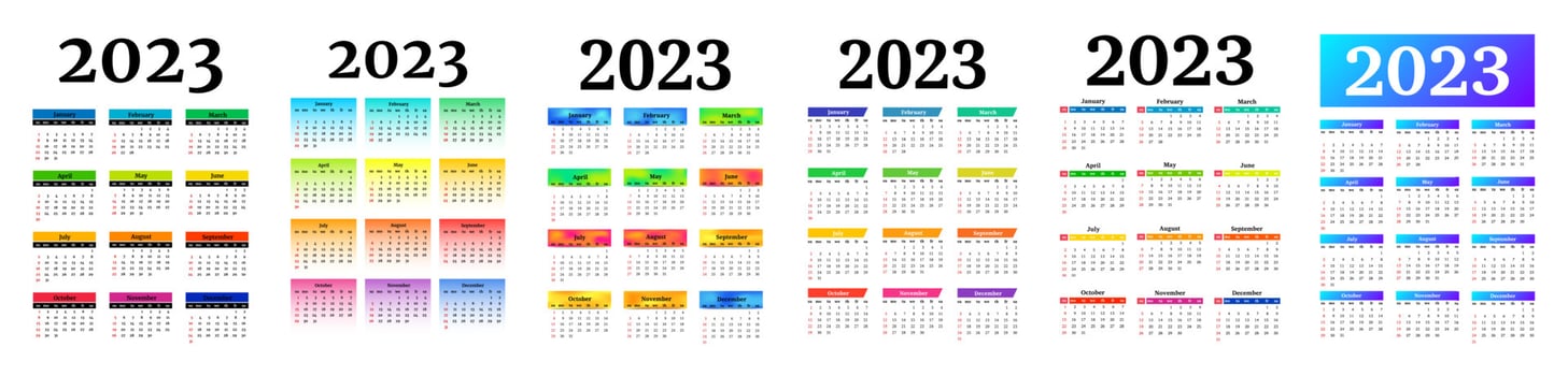 Calendar for 2023 isolated on a white background vector