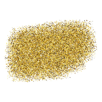 Golden Paint Glittering backdrop on a white background. Background with gold sparkles and glitter effect. Empty space for your text. Vector illustration