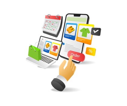 Isometric flat 3d illustration online shopping plan concept vector