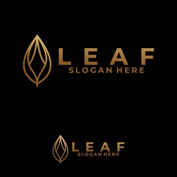 golden leaf logo icon vector isolated