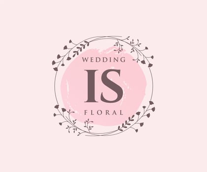 IS Initials letter Wedding monogram logos template, hand drawn modern minimalistic and floral templates for Invitation cards, Save the Date, elegant identity. vector