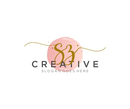 initial SZ Feminine logo beauty monogram and elegant logo design, handwriting logo of initial signature, wedding, fashion, floral and botanical with creative template. vector