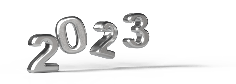 2023 Gold Silver Metallic 3D Pop out numbers text png