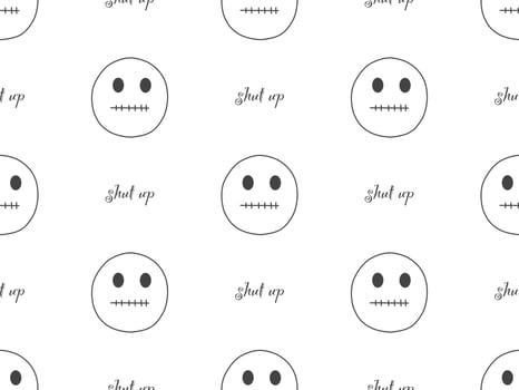Shut Up cartoon character seamless pattern on white background vector