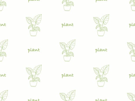 Plant cartoon character seamless pattern on white background vector