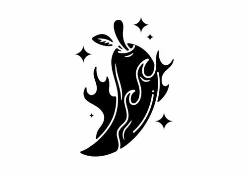 Illustration line art of hot chili tattoo vector