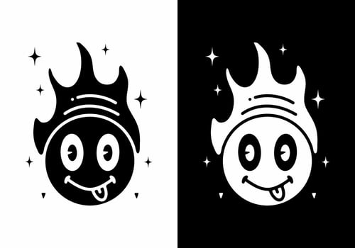Illustration line art of emoticon tongue tattoo vector