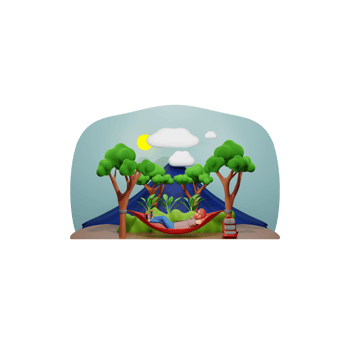 Male Mountain Climber Resting In The Hammock, 3D Character Illustration png