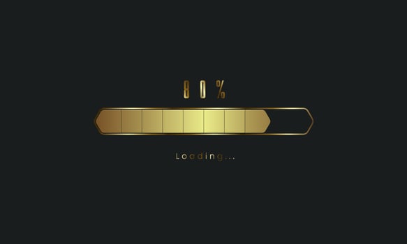 80 percent golden Futuristic Progress loading bar. gold Loading bar process of indicators. premium gold downloading. vector