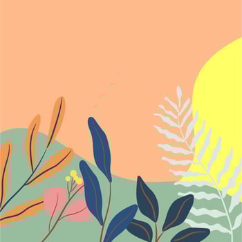 Background vector design with tropical plant ornament