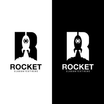r rocket logo design vector