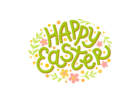 Lettering - Happy Easter. Holiday label calligraphy vector illustration.
