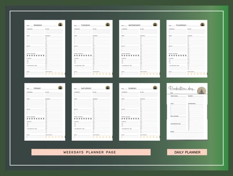 Weekday Planner Page Template Planner 2023 weekly printable Digital File in Ms Word AI Eps  PDF Format Paper Print ready Download vector