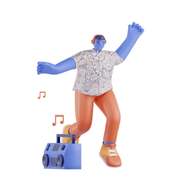 Man dancing to music from the radio png