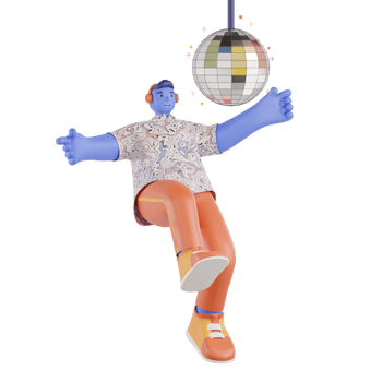 Man dancing under the disco lights png