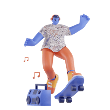 Man playing skateboards while listening to music png