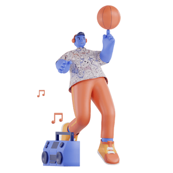 Man dancing with basket ball png