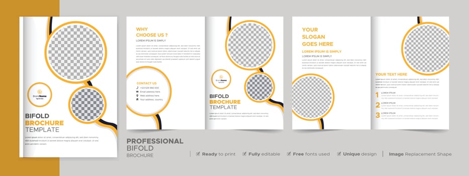 Bifold Brochure Design Template for Your Company, Corporate, Business, Advertising, Marketing, Agency, and Internet Business. vector
