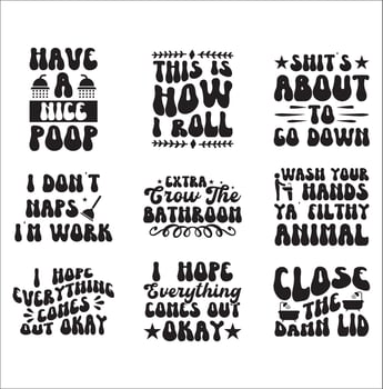 Bathroom t-shirt design set vector